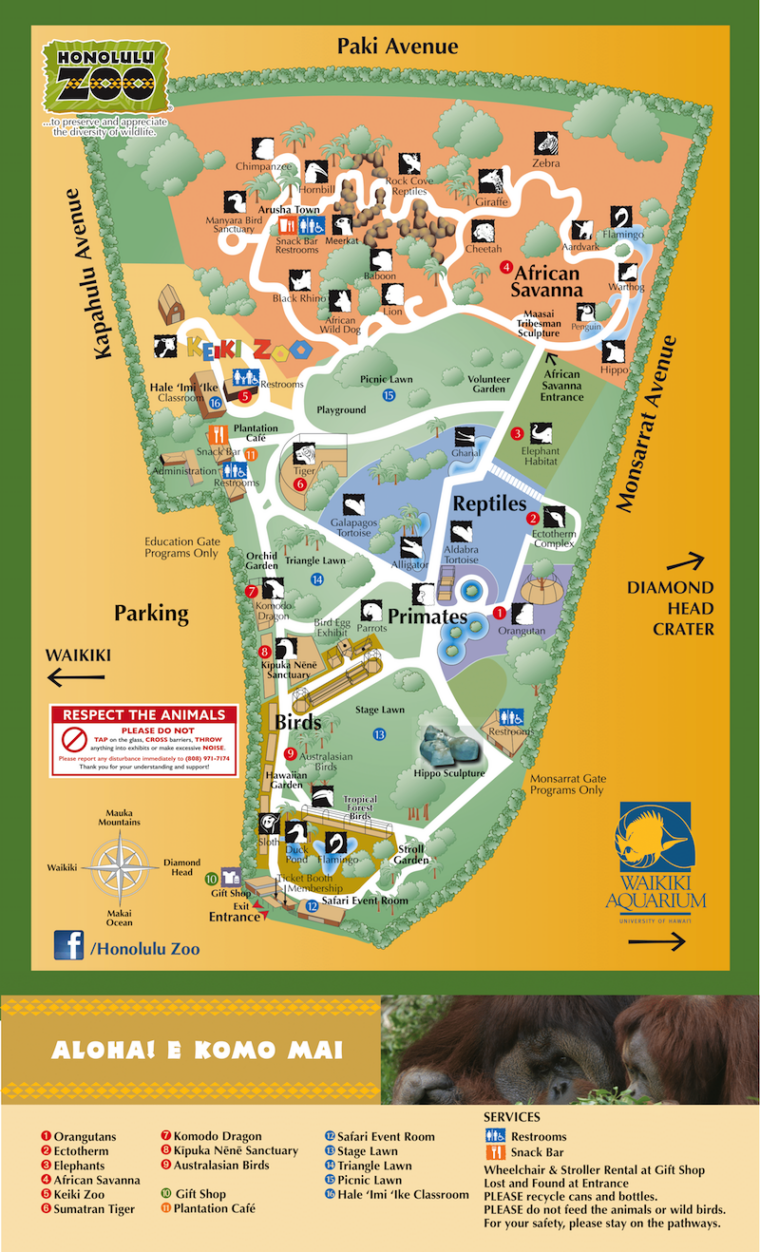 Honolulu Zoo: Map of the Zoo | Best Family Activity in Oahu