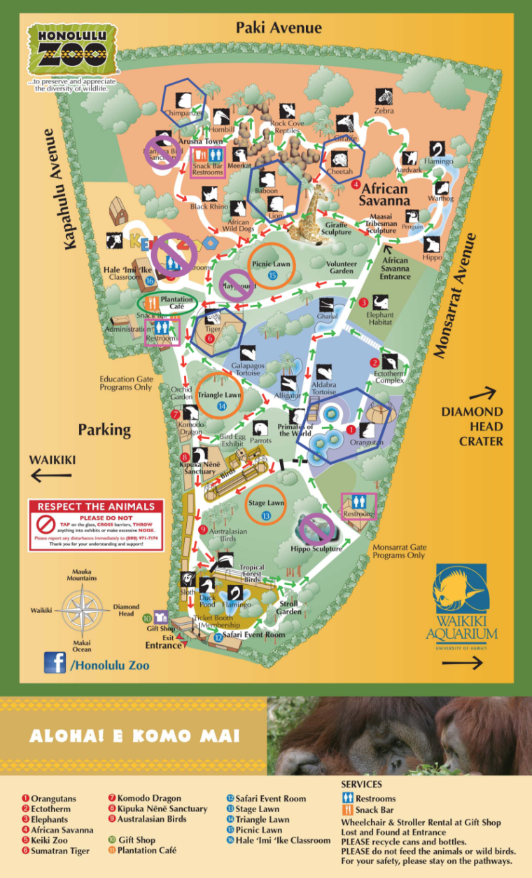 Honolulu Zoo: Map of the Zoo | Best Family Activity in Oahu