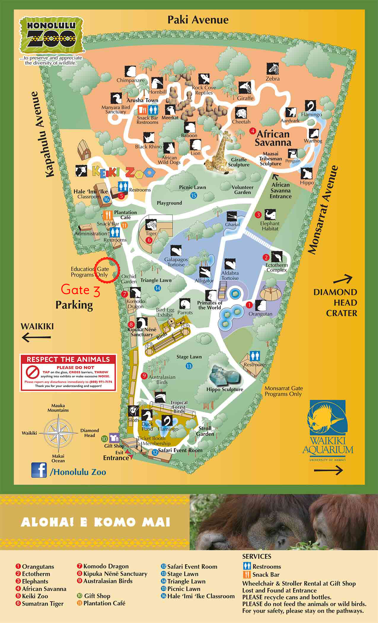 Honolulu Zoo: Map of the Zoo | Best Family Activity in Oahu